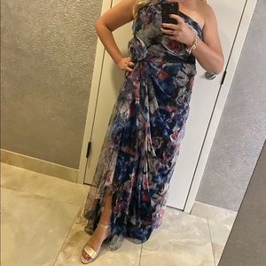 Adrianna Papell one shouldered floral gown Size 16